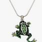 Adorable Green Frog Necklace Diamond Pendant Toad Green  Jewelry Chain Womens Girls Teen Birthday Gift Gold 925 Sterling Silver 20in.
