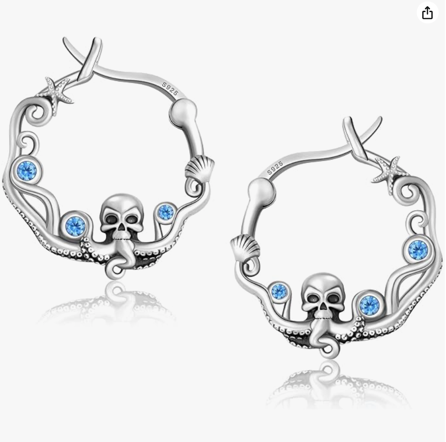 Gecko Lizard Hoop Earrings Octopus Skull Jewelry Bat Spider Girl Teens Women Birthday Gift 925 Sterling Silver Earrings