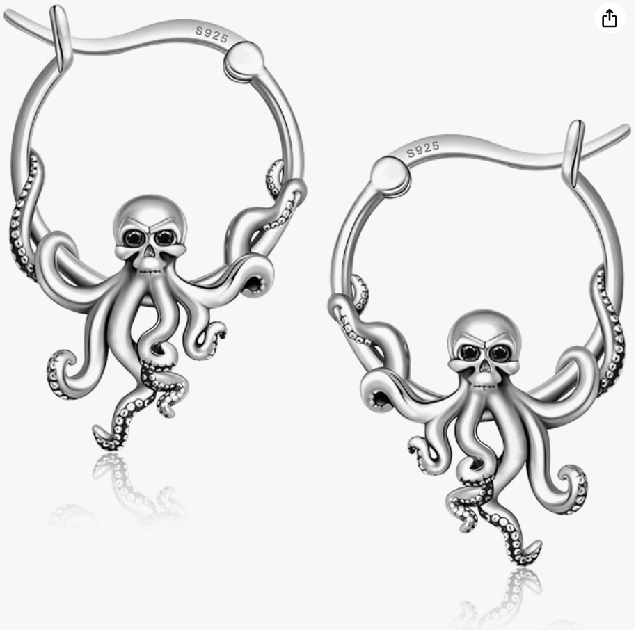 Gecko Lizard Hoop Earrings Octopus Skull Jewelry Bat Spider Girl Teens Women Birthday Gift 925 Sterling Silver Earrings