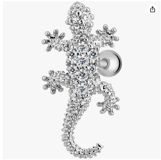 Diamond Gecko Lizard Earring Jewelry Baby Lizard Girl Teens Women Birthday Gift Stainless Steel