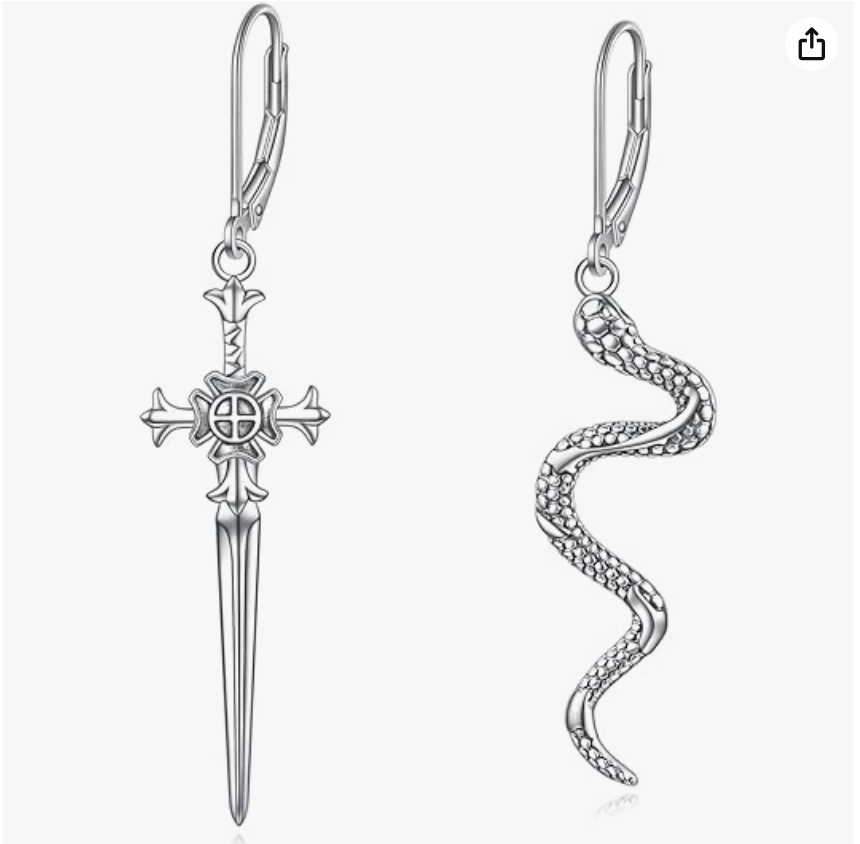 Celtic Gecko Lizard Earrings Cat Skull Chicken Jewelry Dagger Sword Dragonfly Girl Teens Women Birthday Gift 925 Sterling Silver Gothic Punk Earrings