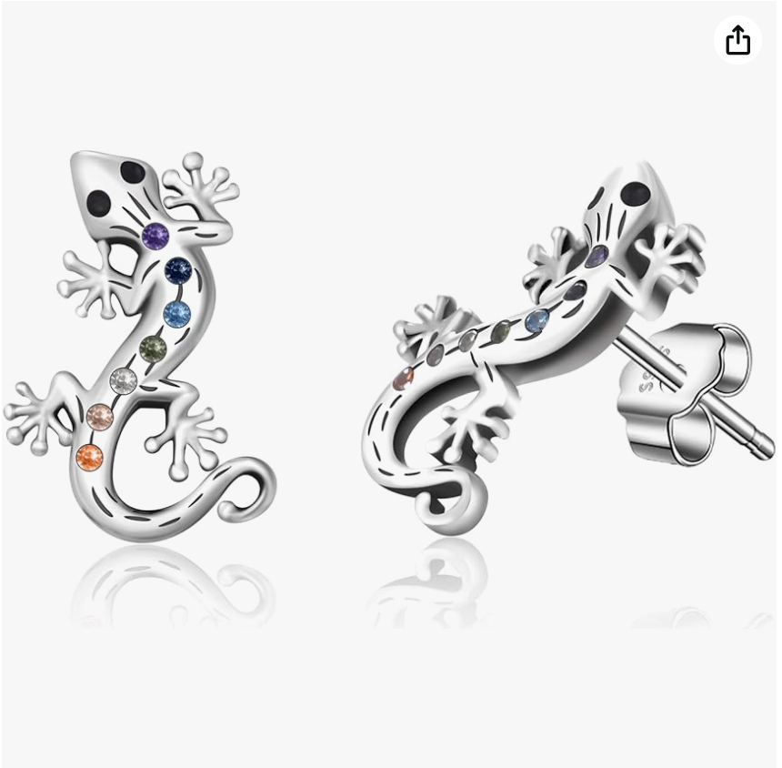 Gecko Lizard Earring Jewelry Baby Lizard Girl Teens Women Birthday Gift 925 Sterling Silver Spider Fox Elephant Lion Snail Jellyfish Crocodile Earrings