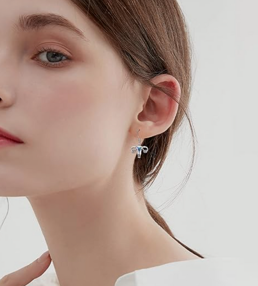 Uterus Earrings Abalone Uterus Jewelry Women Birthday Gift 925 Sterling Silver Hanging Dangle Earrings