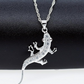 Rose Gold Lizard Necklace Diamond Pendant Baby Gecko Jewelry Silver Chain Birthday Gift  20in.