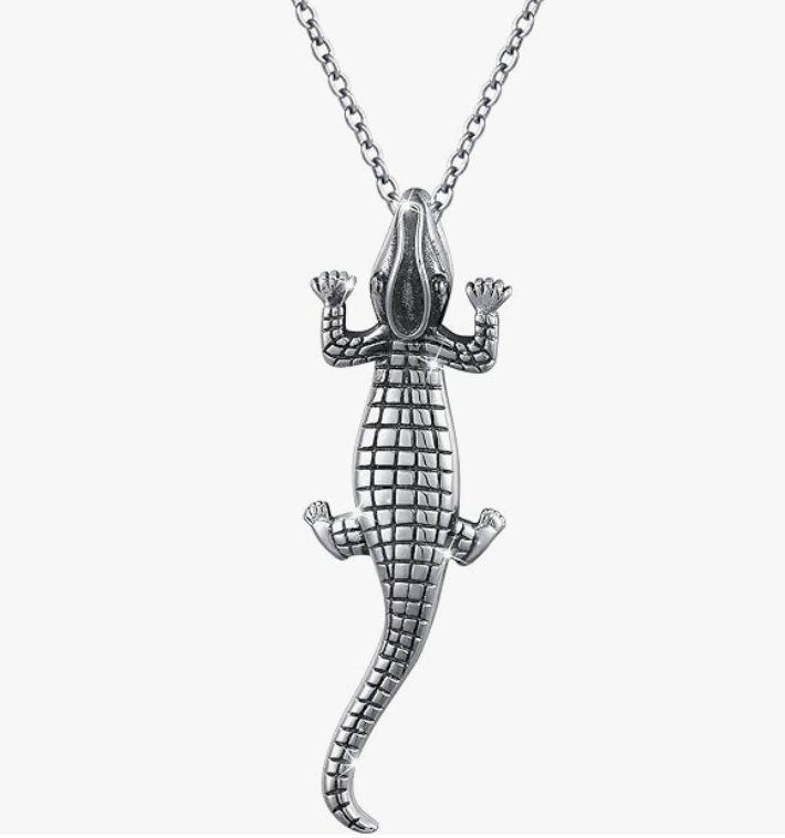 Diamond Lizard Necklace Bat Pendant Baby Gecko Jewelry Silver Chain Birthday Gift 925 Sterling Silver 20in.