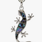Abalone Shell Lizard Necklace Pendant Baby Gecko Jewelry Silver Chain Birthday Gift 20in.
