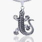 Vintage Lizard Pendant Black Stainless Steel Lizard Necklace Baby Gecko Jewelry Chain Birthday Gift 24in.