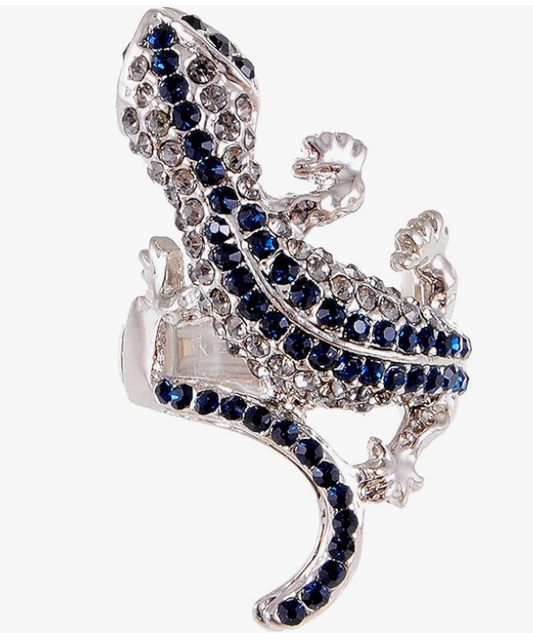 Adjustable Lizard Ring Crystal Diamond Baby Gecko Jewelry Chain Birthday Gift