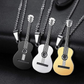 Acoustic Guitar Pendant Necklace Folk Guitar Jewelry Chain Birthday Gift Gold Stainless Steel 24in.