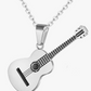 Acoustic Guitar Pendant Necklace Folk Guitar Jewelry Chain Birthday Gift Gold Stainless Steel 24in.