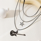 Black Star Electric Guitar Pendant Necklace Guitar Star Jewelry Pun Rocker Chain Birthday Gift Stainless Steel 24in.