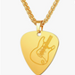 Black Guitar Pick Pendant Necklace Guitar Silver Jewelry Chain Birthday Gift Gold Stainless Steel 24in.