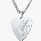 Black Guitar Pick Pendant Necklace Guitar Silver Jewelry Chain Birthday Gift Gold Stainless Steel 24in.