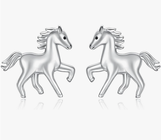 Cute Horse Earrings Diamond Horse Cowgirl Jewelry Birthday Gift 925 Sterling Silver