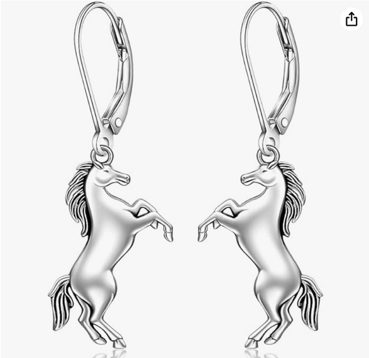 Cute Horse Hanging Earrings Leverback Dangle Horse Cowgirl Jewelry Birthday Gift 925 Sterling Silver