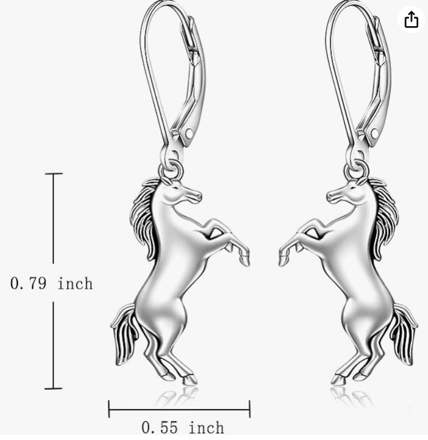 Cute Horse Hanging Earrings Leverback Dangle Horse Cowgirl Jewelry Birthday Gift 925 Sterling Silver