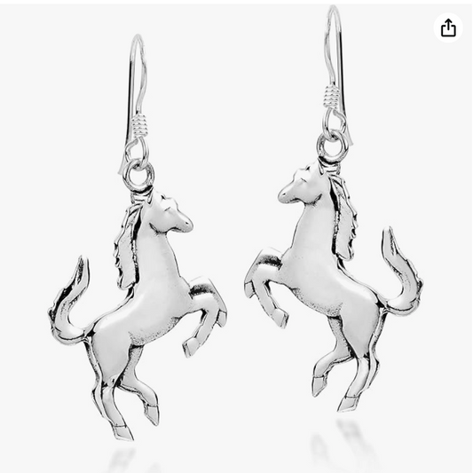 Prancing Equine Horse Earrings Dangle Hanging Horse Cowgirl Jewelry Birthday Gift 925 Sterling Silver