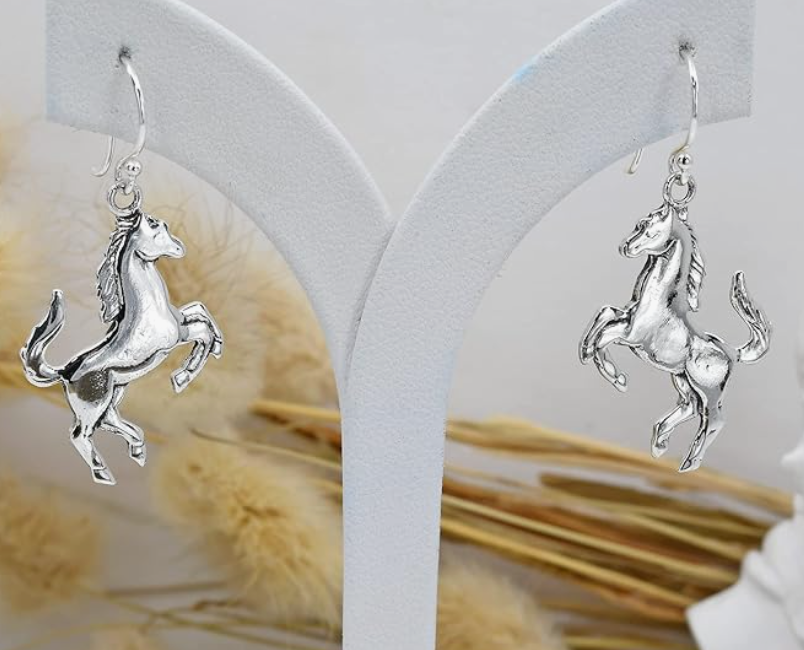 Prancing Equine Horse Earrings Dangle Hanging Horse Cowgirl Jewelry Birthday Gift 925 Sterling Silver