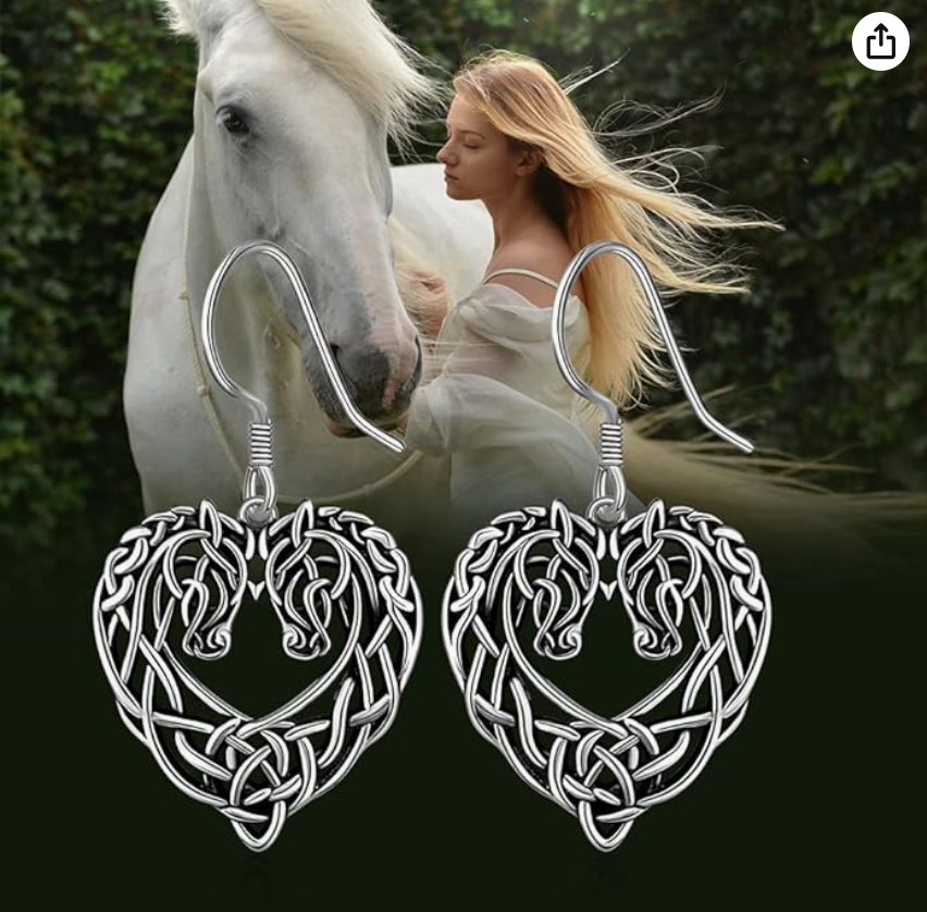 Celtic Horse Earrings Heart Love Horse Cowgirl Jewelry Birthday Gift 925 Sterling Silver