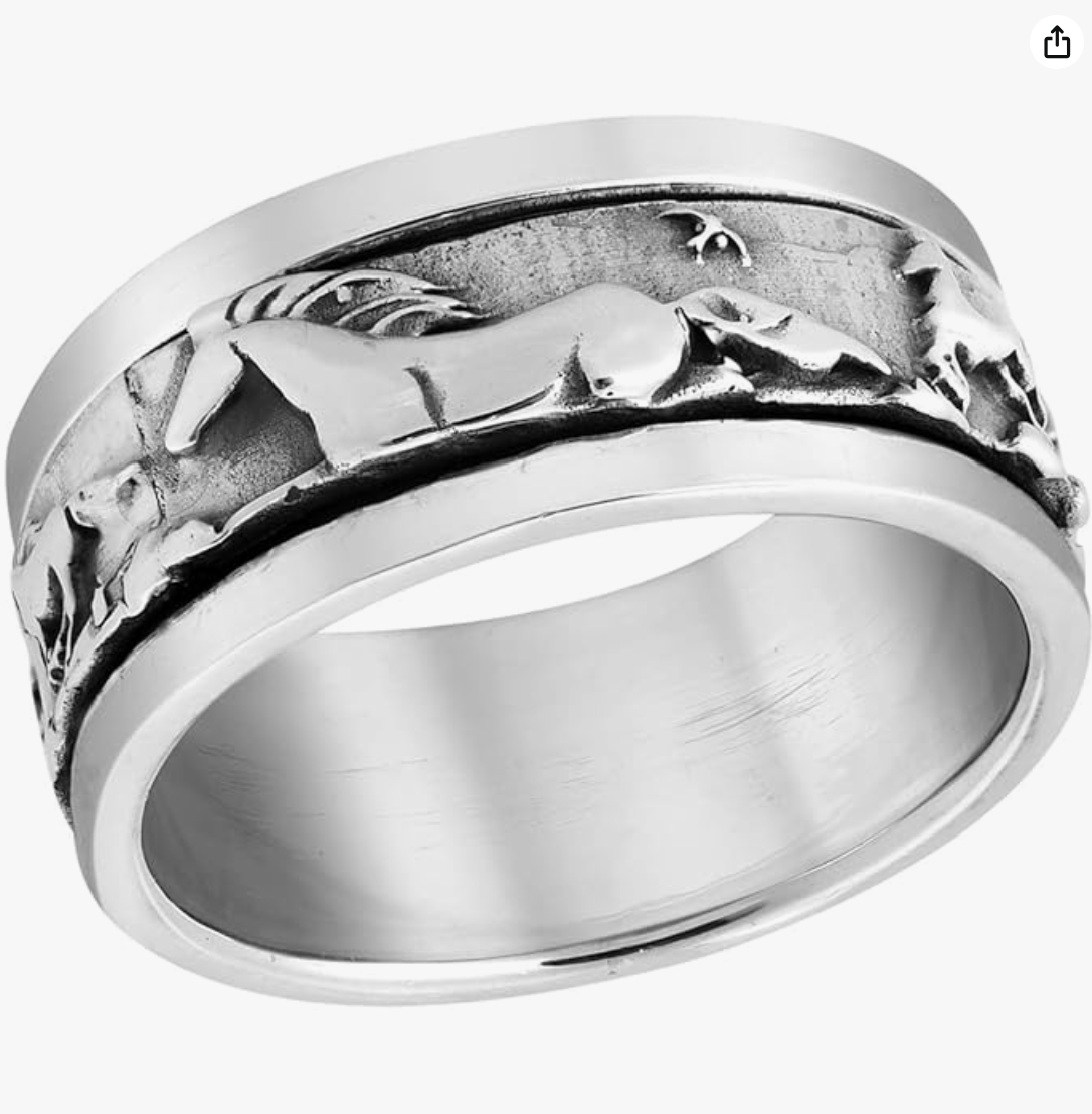 Warrior Stallions Horse Ring Horse Cowgirl Jewelry Birthday Gift 925 Sterling Silver