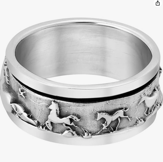 Warrior Stallions Horse Ring Horse Cowgirl Jewelry Birthday Gift 925 Sterling Silver