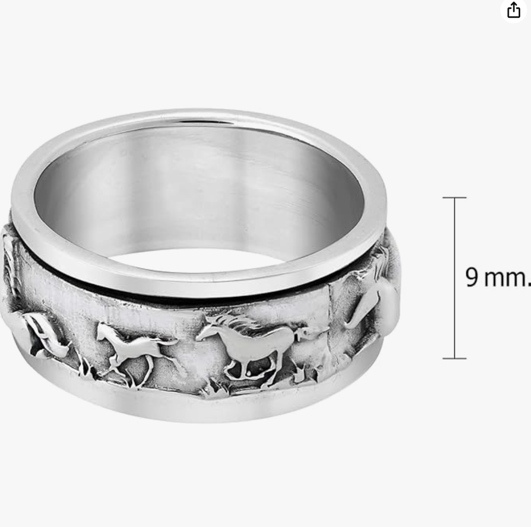 Warrior Stallions Horse Ring Horse Cowgirl Jewelry Birthday Gift 925 Sterling Silver