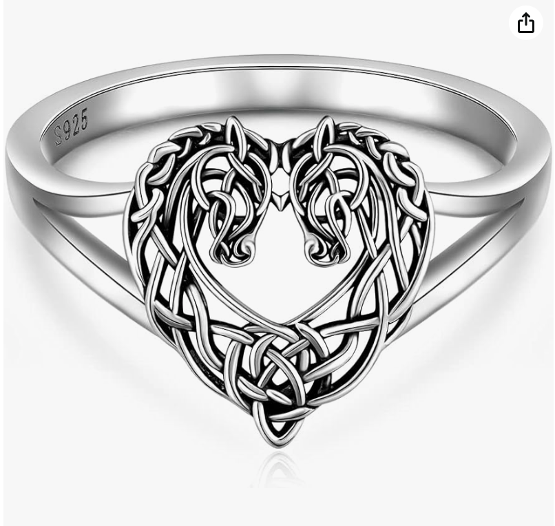 Celtic Horse Ring Love Heart Horse Cowgirl Jewelry Birthday Gift 925 Sterling Silver