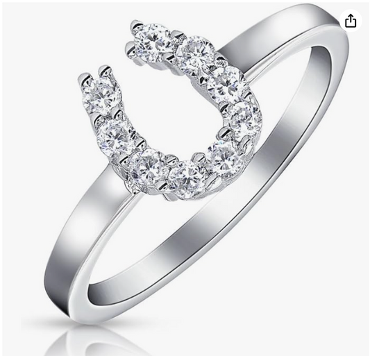 Beautiful Diamond Horseshoe Ring Cowgirl Lucky Jewelry Birthday Gift 925 Sterling Silver