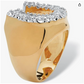 Mens Gold Diamond Horseshoe Ring Lucky Jewelry Birthday Gift Stainless Steel