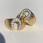 Mens Gold Nugget Diamond Horseshoe Ring Lucky Jewelry Birthday Gift Stainless Steel