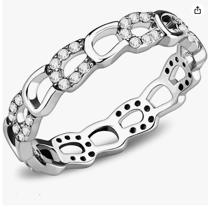 Horseshoe Equestrian Diamond Ring Eternity Band Lucky Horse Jewelry Birthday Gift 925 Sterling Silver