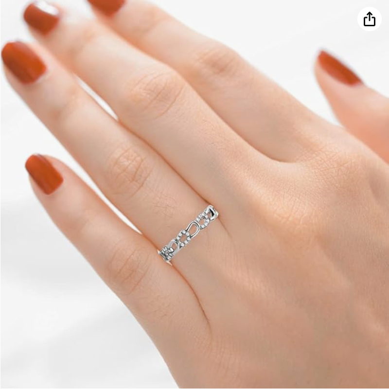 Horseshoe Equestrian Diamond Ring Eternity Band Lucky Horse Jewelry Birthday Gift 925 Sterling Silver