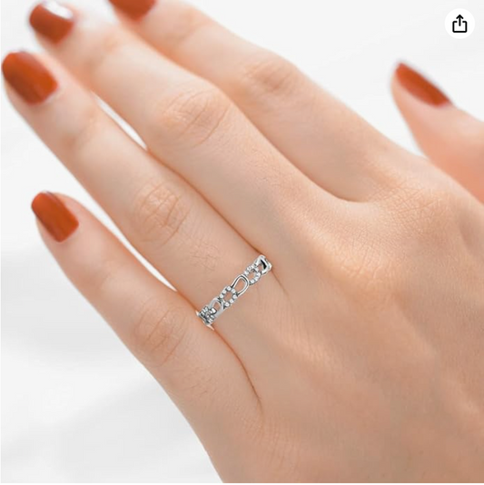 Horseshoe Equestrian Diamond Ring Eternity Band Lucky Horse Jewelry Birthday Gift 925 Sterling Silver