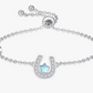 Lucy Horseshoe Star Blue Diamond Bracelet Cowgirl Horse Jewelry Birthday Gift 925 Sterling Silver