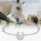 Lucy Horseshoe Star Blue Diamond Bracelet Cowgirl Horse Jewelry Birthday Gift 925 Sterling Silver