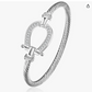 Adjustable Lucky Horseshoe Bangle Bracelet Diamond Cowgirl Horse Jewelry Birthday Gift 925 Sterling Silver