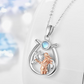 Lucky Moonstone Horseshoe Necklace Pendant Cowgirl Chain Jewelry Lucky Birthday Gift Rose Gold 925 Sterling Silver 20in.