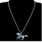 Cute Colorful Horse Necklace Cowgirl Chain Jewelry Birthday Gift Silver Stainless Steel 20in.