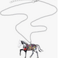 Cute Colorful Horse Necklace Cowgirl Chain Jewelry Birthday Gift Silver Stainless Steel 20in.