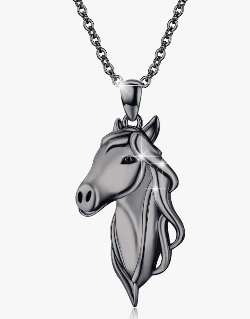 Horse Head Necklace Pendant Cowgirl Chain Horse Face Jewelry Birthday Gift Rose Gold 925 Sterling Silver 20in.