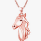 Horse Head Necklace Pendant Cowgirl Chain Horse Face Jewelry Birthday Gift Rose Gold 925 Sterling Silver 20in.