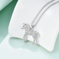 Rainbow Horse Necklace Cowgirl Diamond Pendant Chain Horse Jewelry Birthday Gift 925 Sterling Silver 20in.