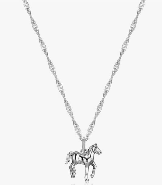 Small Dainty Horse Pendant Pony Necklace Cowgirl Chain Horse Jewelry Birthday Gift 925 Sterling Silver 20in.