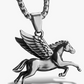 Pegasus Flying Horse Pendant Horse Wings Necklace Chain Jewelry Birthday Gift Stainless Steel 24in.