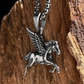 Pegasus Flying Horse Pendant Horse Wings Necklace Chain Jewelry Birthday Gift Stainless Steel 24in.