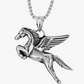 Flying Horse Pendant Pegasus Horse Wings Necklace Chain Jewelry Birthday Gift Stainless Steel 24in.