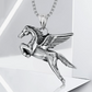 Flying Horse Pendant Pegasus Horse Wings Necklace Chain Jewelry Birthday Gift Stainless Steel 24in.