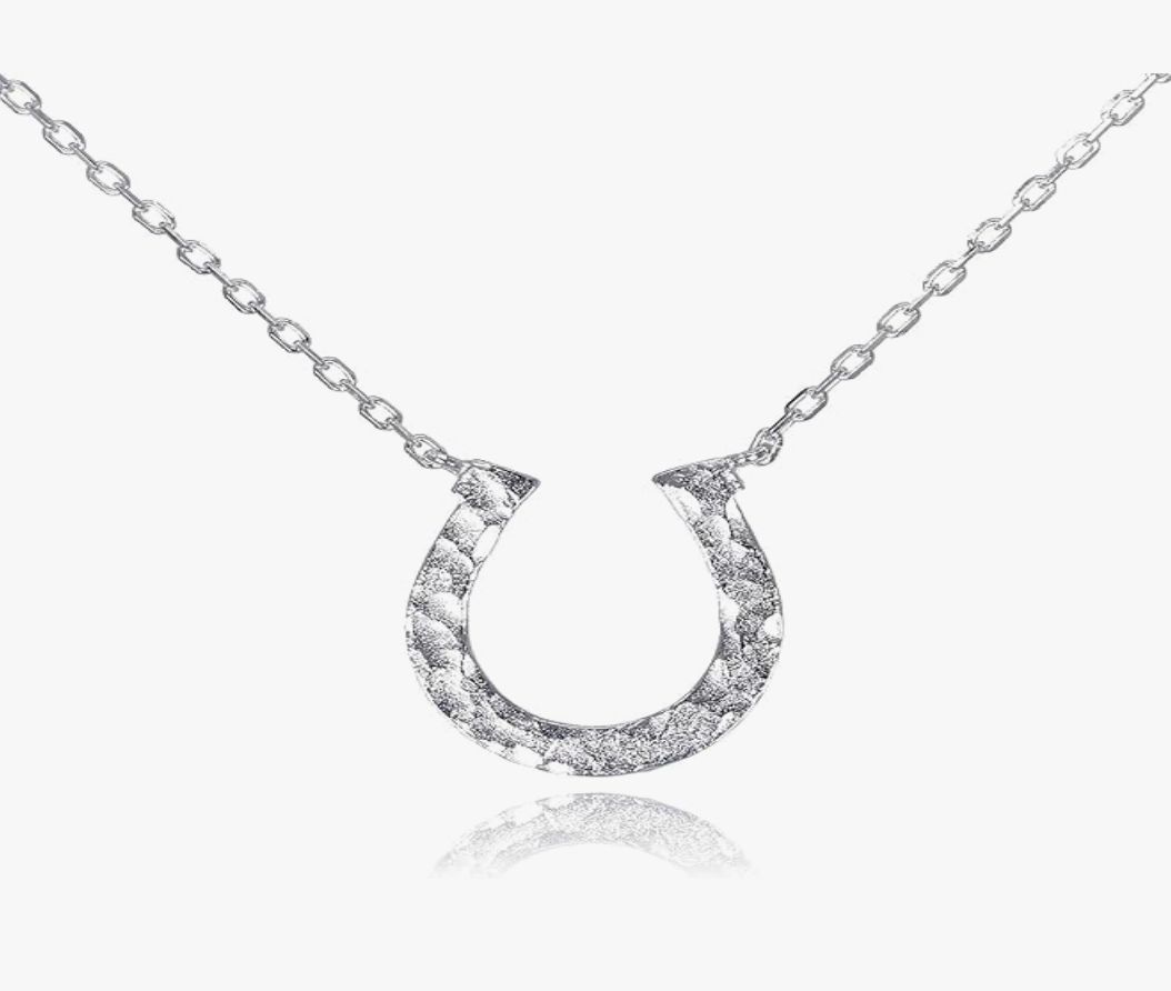 Small Dainty Hammer Horseshoe Lucky Pendant Horse Girl Necklace Chain Cowgirl Jewelry Birthday Gift 925 Sterling Silver 20in.