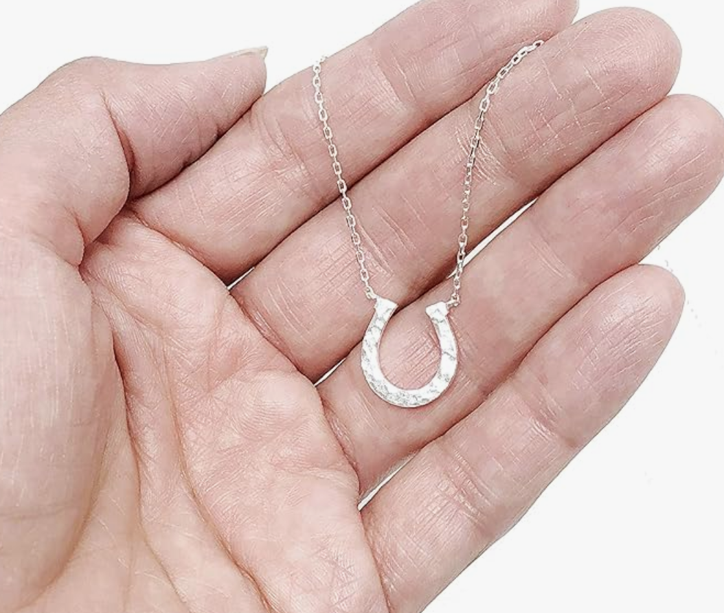 Small Dainty Hammer Horseshoe Lucky Pendant Horse Girl Necklace Chain Cowgirl Jewelry Birthday Gift 925 Sterling Silver 20in.