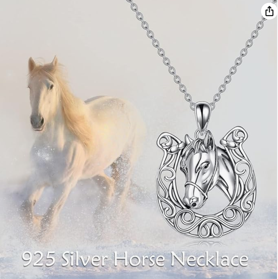 925 Sterling Silver Celtic Horseshoe Lucky Pendant Horse Girl Necklace Chain Cowgirl Jewelry Birthday Gift 20in.